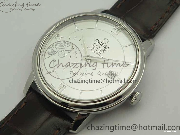 0801 De Ville Prestige Real Power Reserve SS TW 1:1 Best Edition White Dial SS Markers On Leather Strap A Breathable 8095